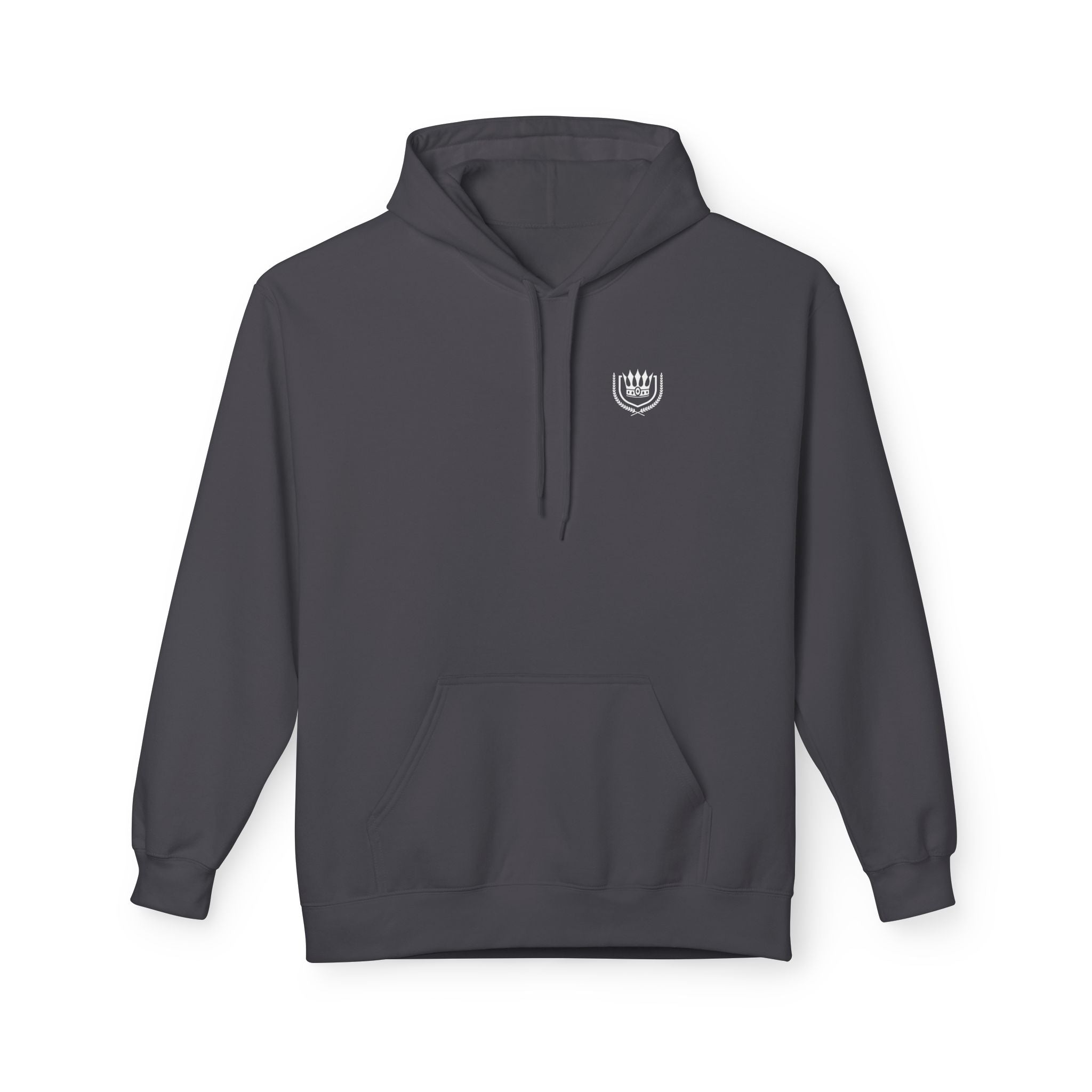 Minimal Crest Hoodie — Neutral Cozy Fleece Pullover