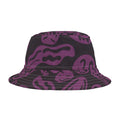 Black bucket hat with purple abstract patterns on a white background – Bamerix