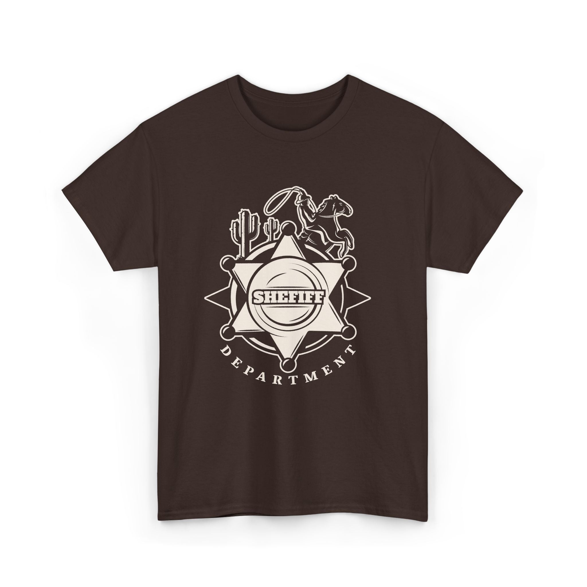 Sheriff Badge Western Tee — Cowboy Sheriff Department Graphic T-Shirt – Bamerix
