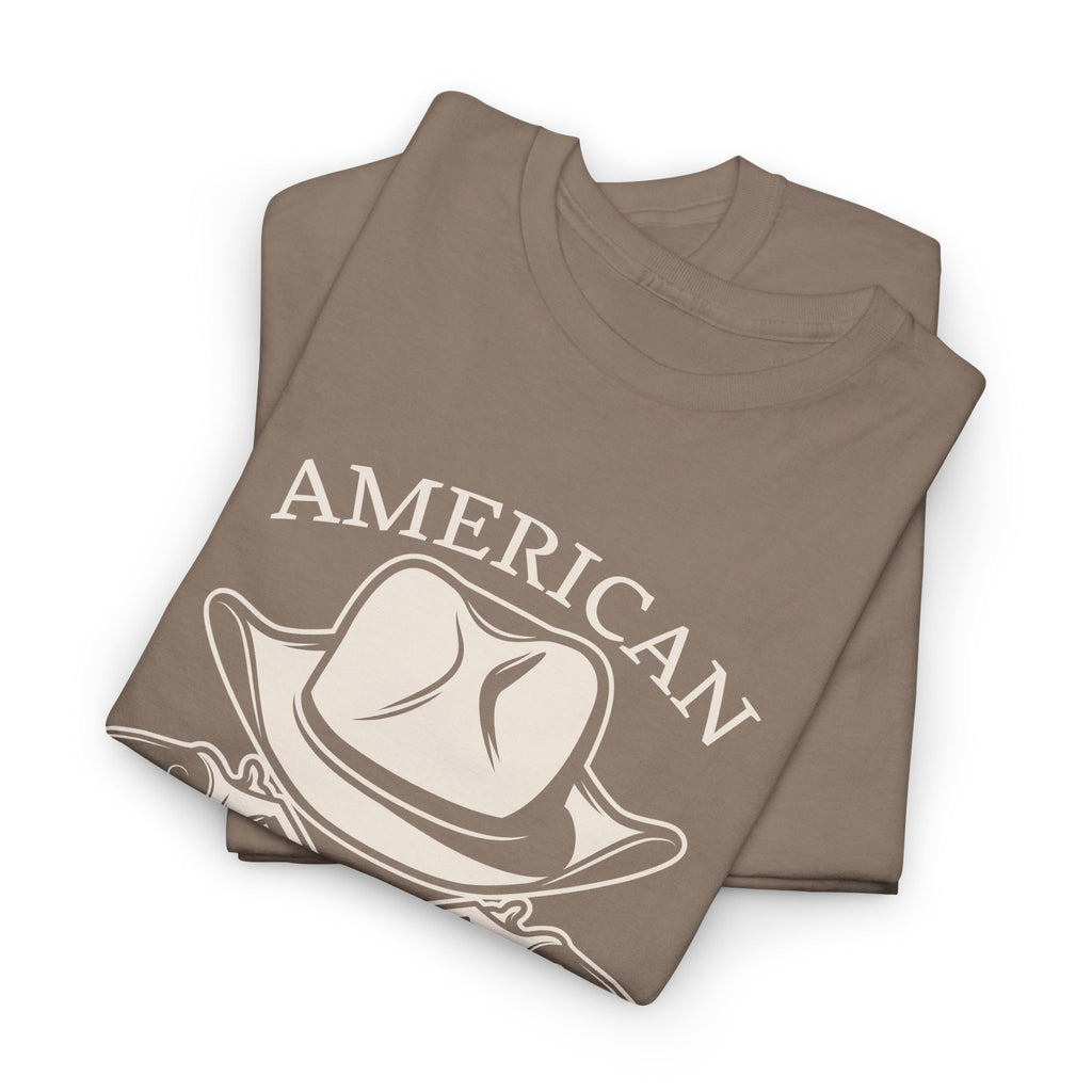 American Cowboy T-Shirt – Vintage Western Hat & Crossed Pistols Graphic– Bamerix