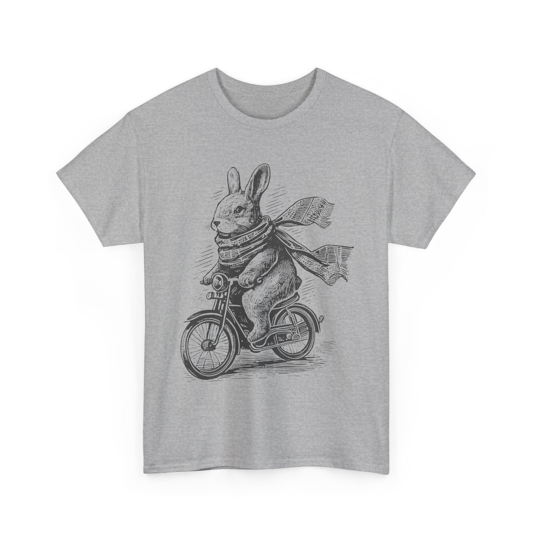 Bunny on Bike T-Shirt — Vintage Sketch Rabbit Riding Bicycle Tee – Bamerix