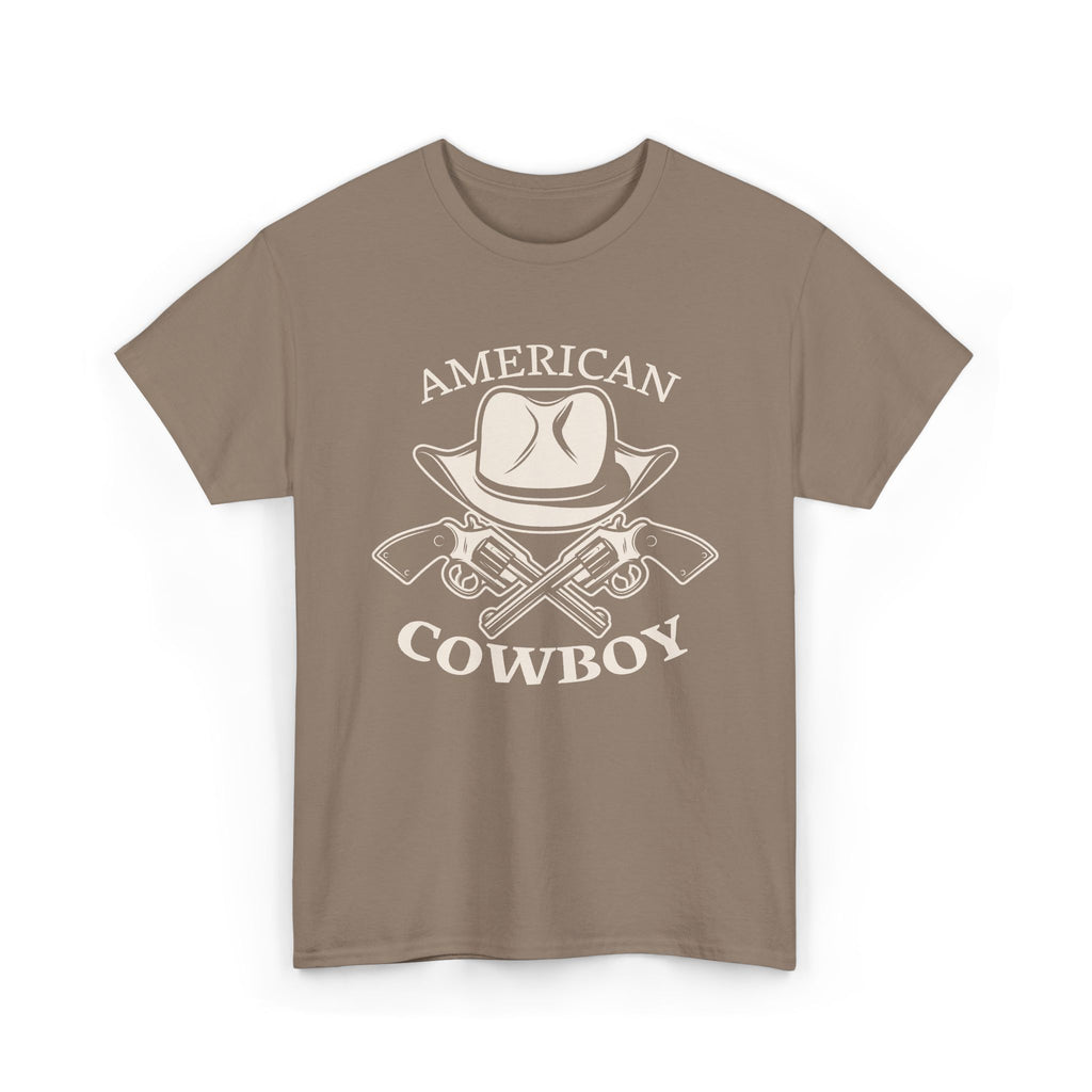 American Cowboy T-Shirt – Vintage Western Hat & Crossed Pistols Graphic– Bamerix