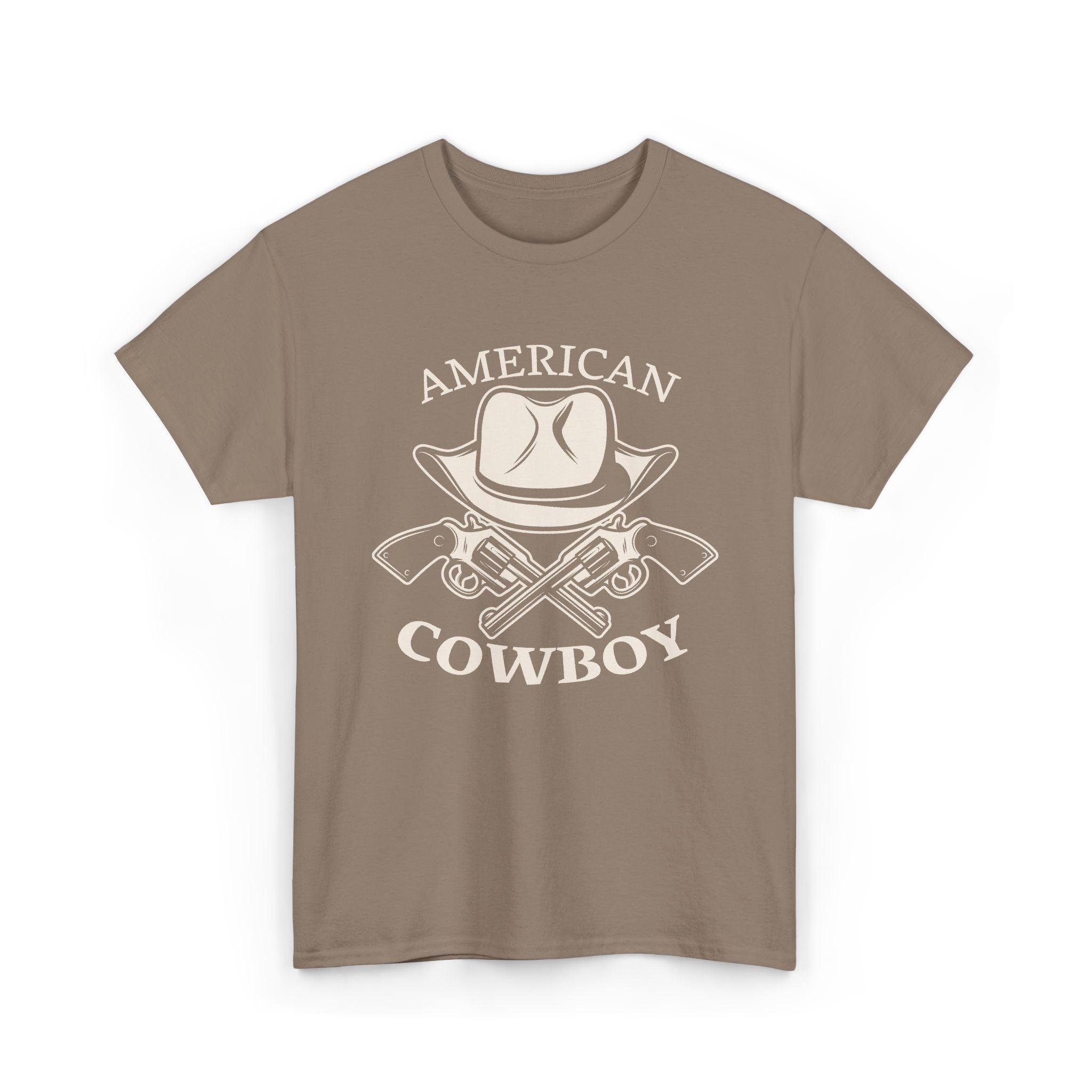 American Cowboy T-Shirt – Vintage Western Hat & Crossed Pistols Graphic– Bamerix