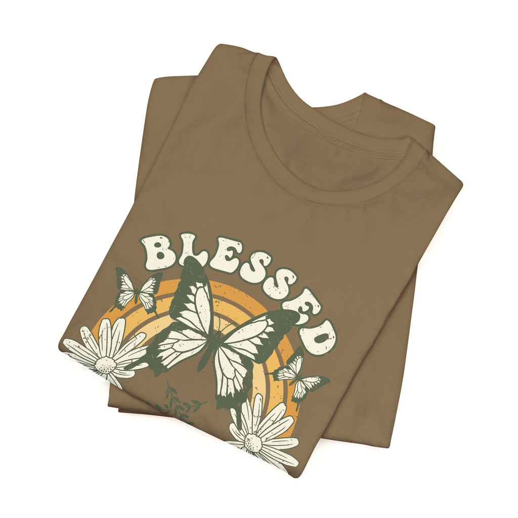 Blessed Tee – Butterfly & Floral Design – Bamerix