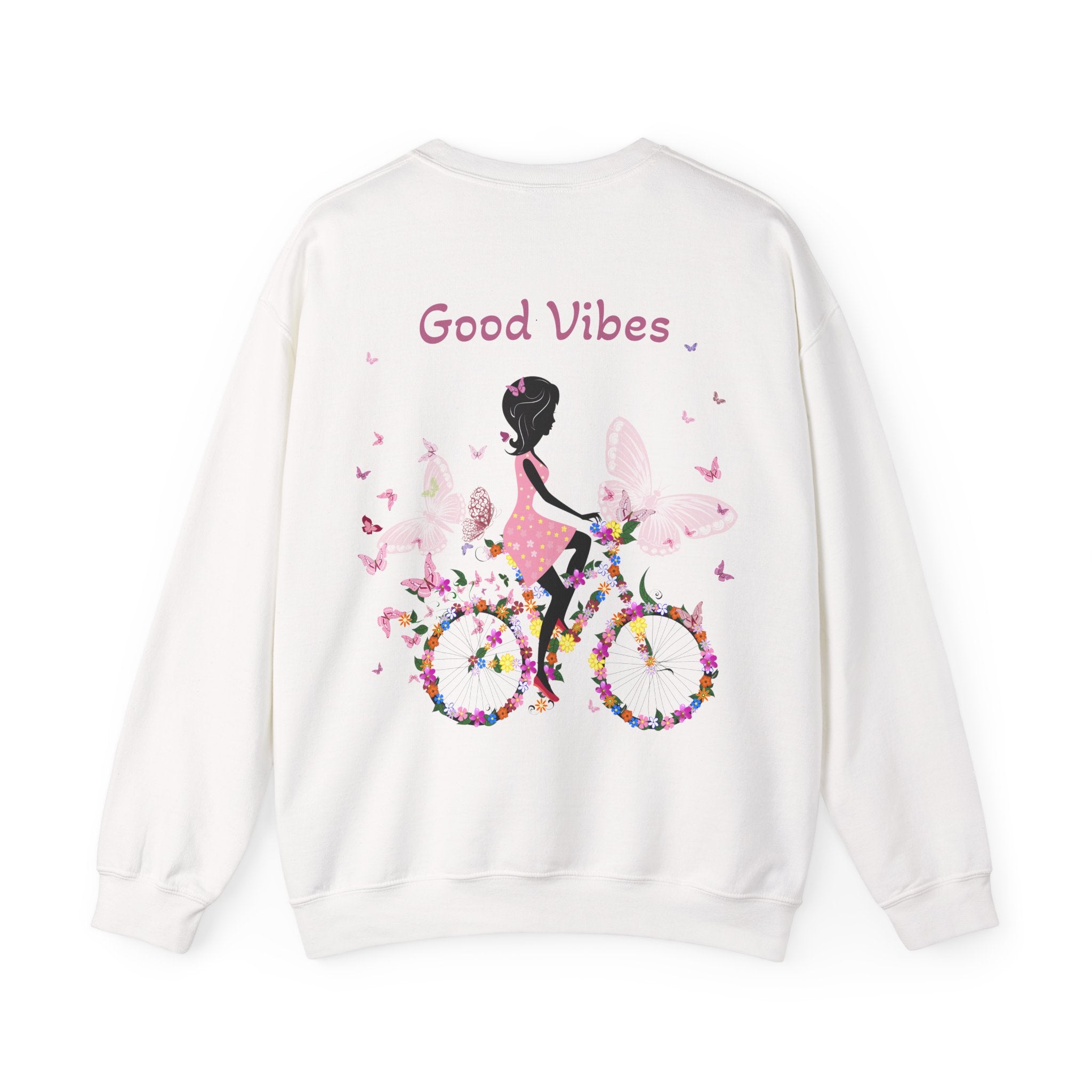 Good Vibes Sweatshirt, Floral Bicycle Crewneck – Bamerix