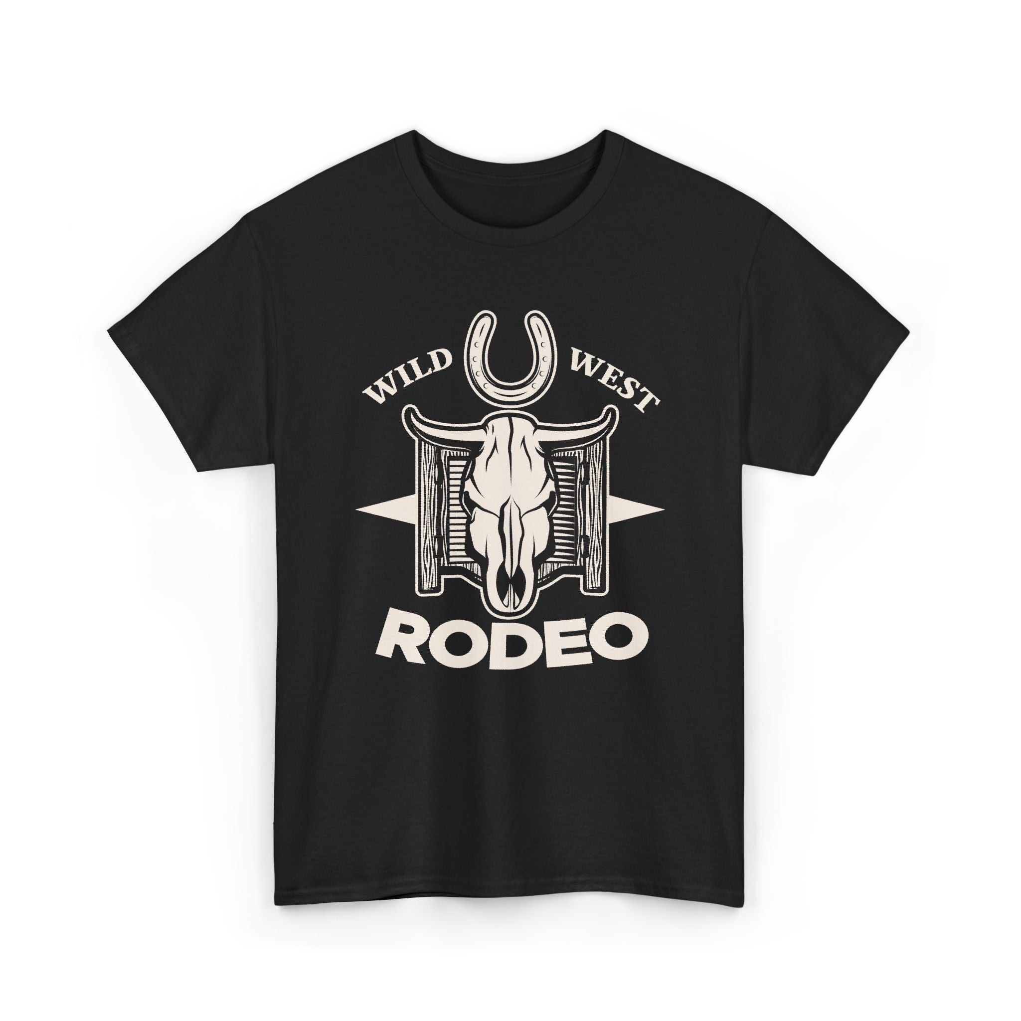 Rodeo Wild West T-Shirt – Western Skull & Horseshoe Tee