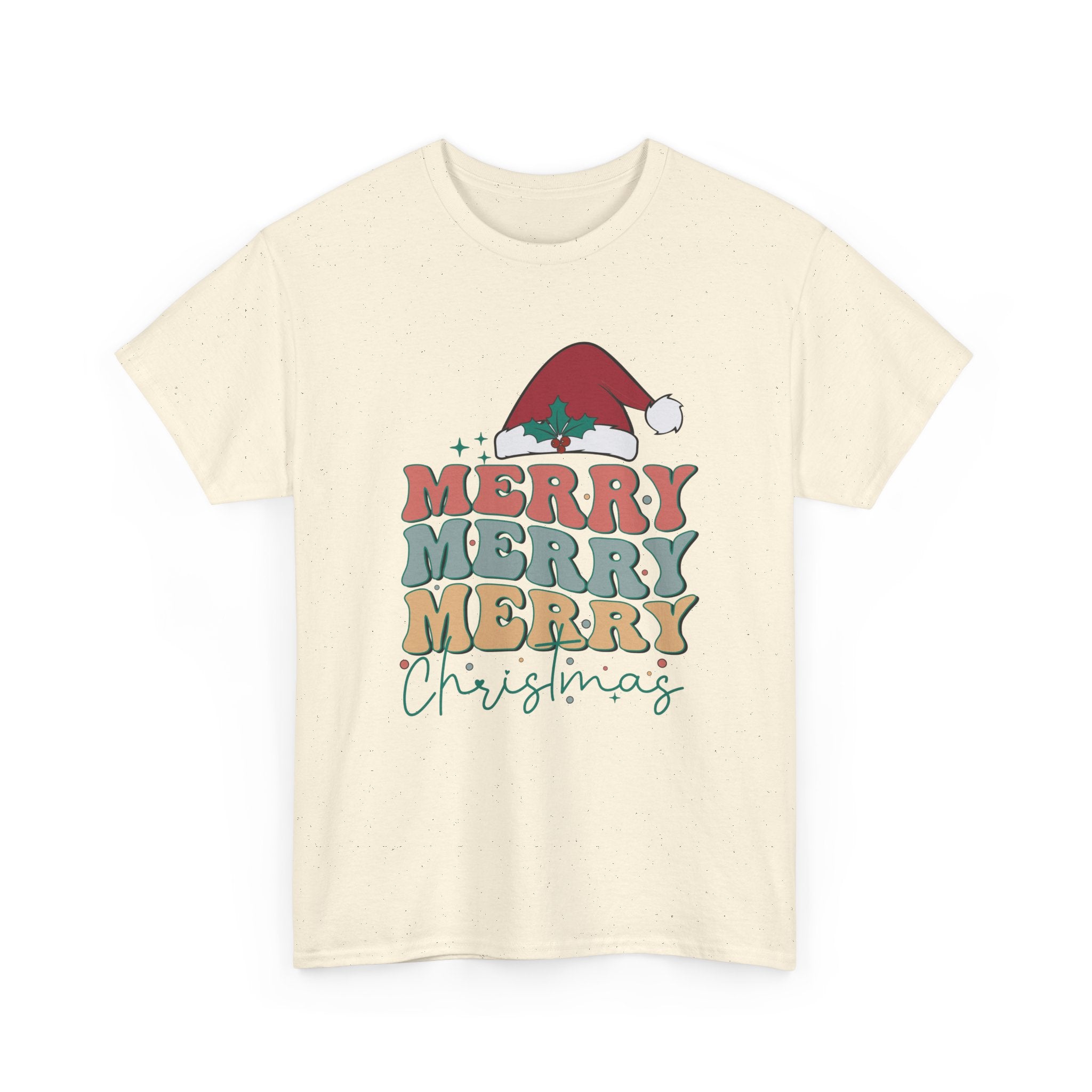 Merry Christmas Unisex Heavy Cotton Tee, Holiday Graphic Tshirt – Bamerix