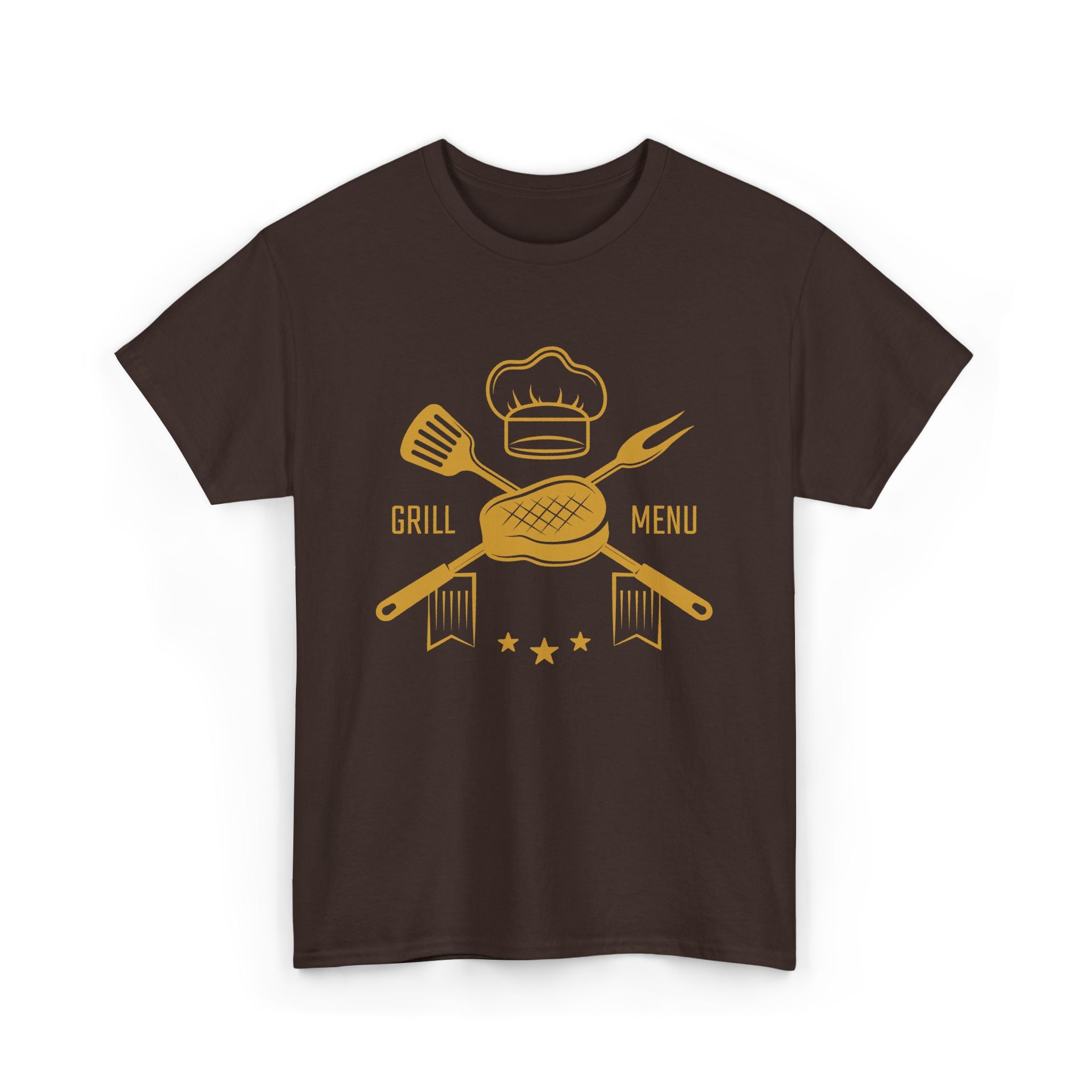 Grill Menu BBQ T-Shirt — Chef Hat & Utensils BBQ Cooking Tee