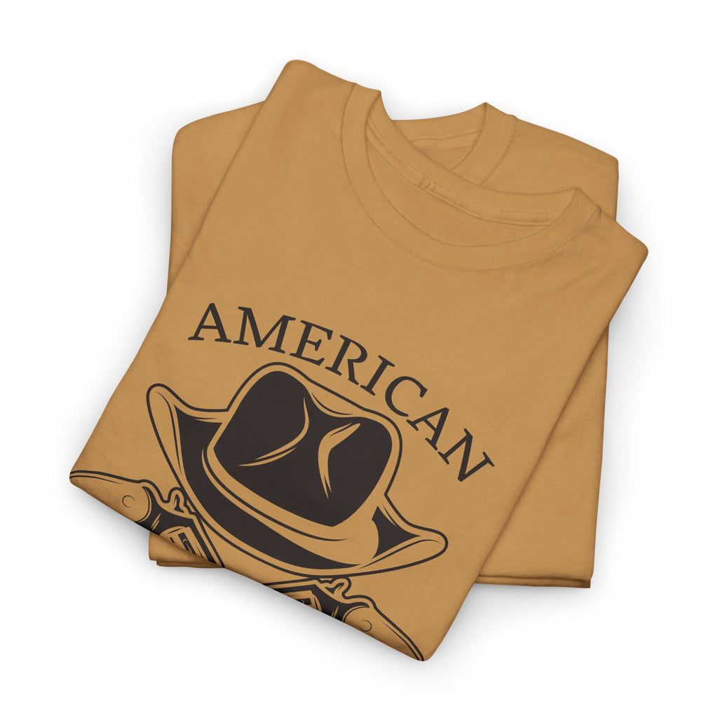 American Cowboy T-Shirt – Vintage Western Hat & Crossed Pistols Graphic– Bamerix
