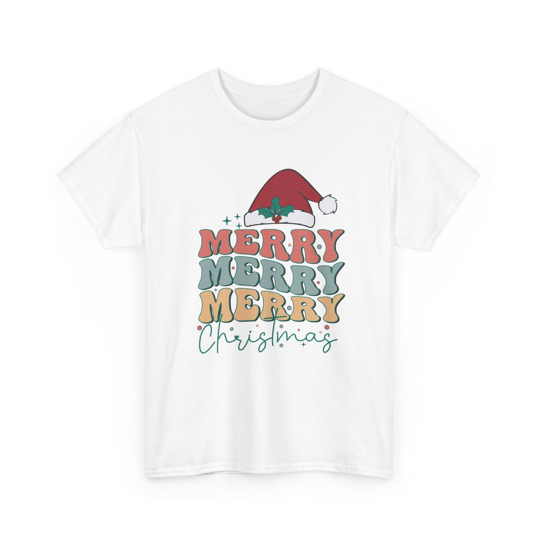 Merry Christmas Unisex Heavy Cotton Tee, Holiday Graphic Tshirt – Bamerix