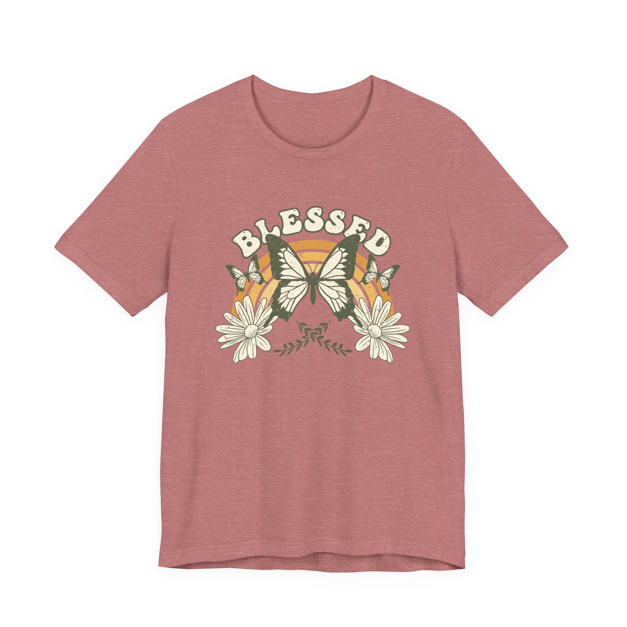 Blessed Tee – Butterfly & Floral Design – Bamerix