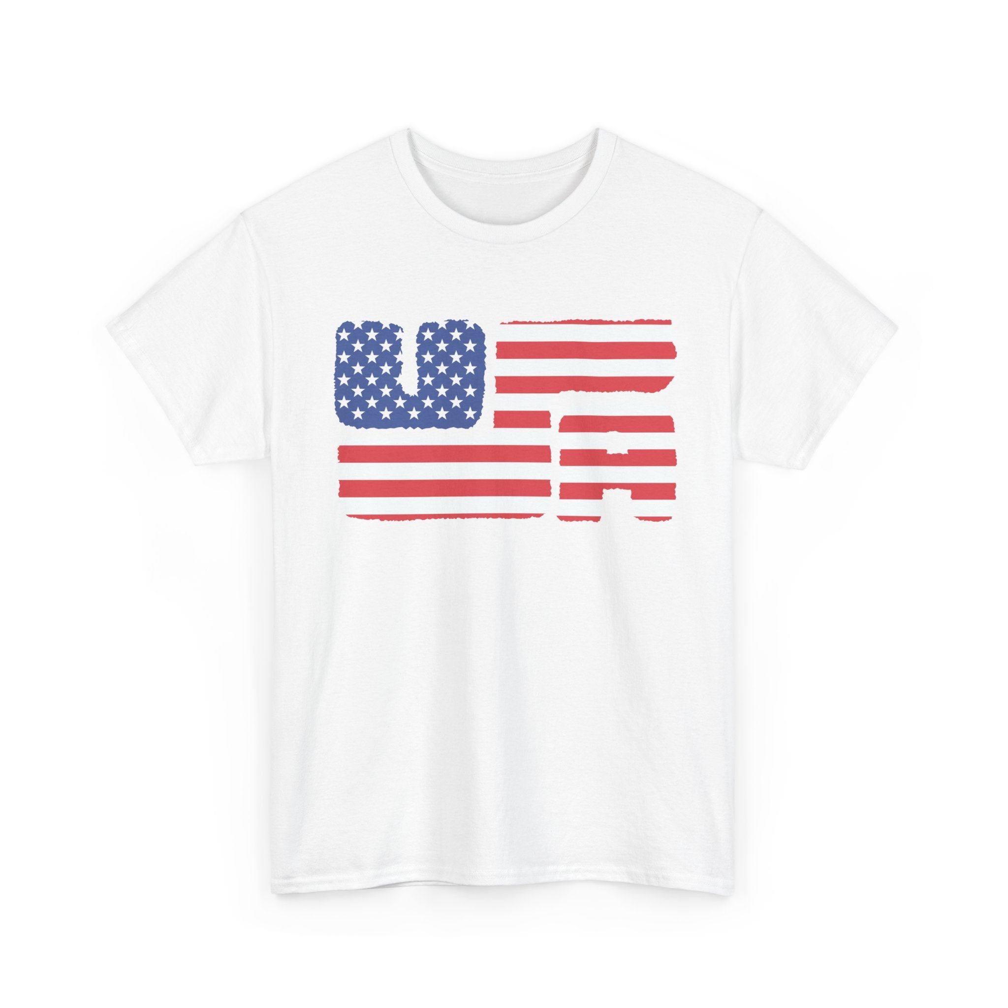 USA Flag Block T-Shirt — Distressed American Flag Graphic Tee for 4th of July – Bamerix