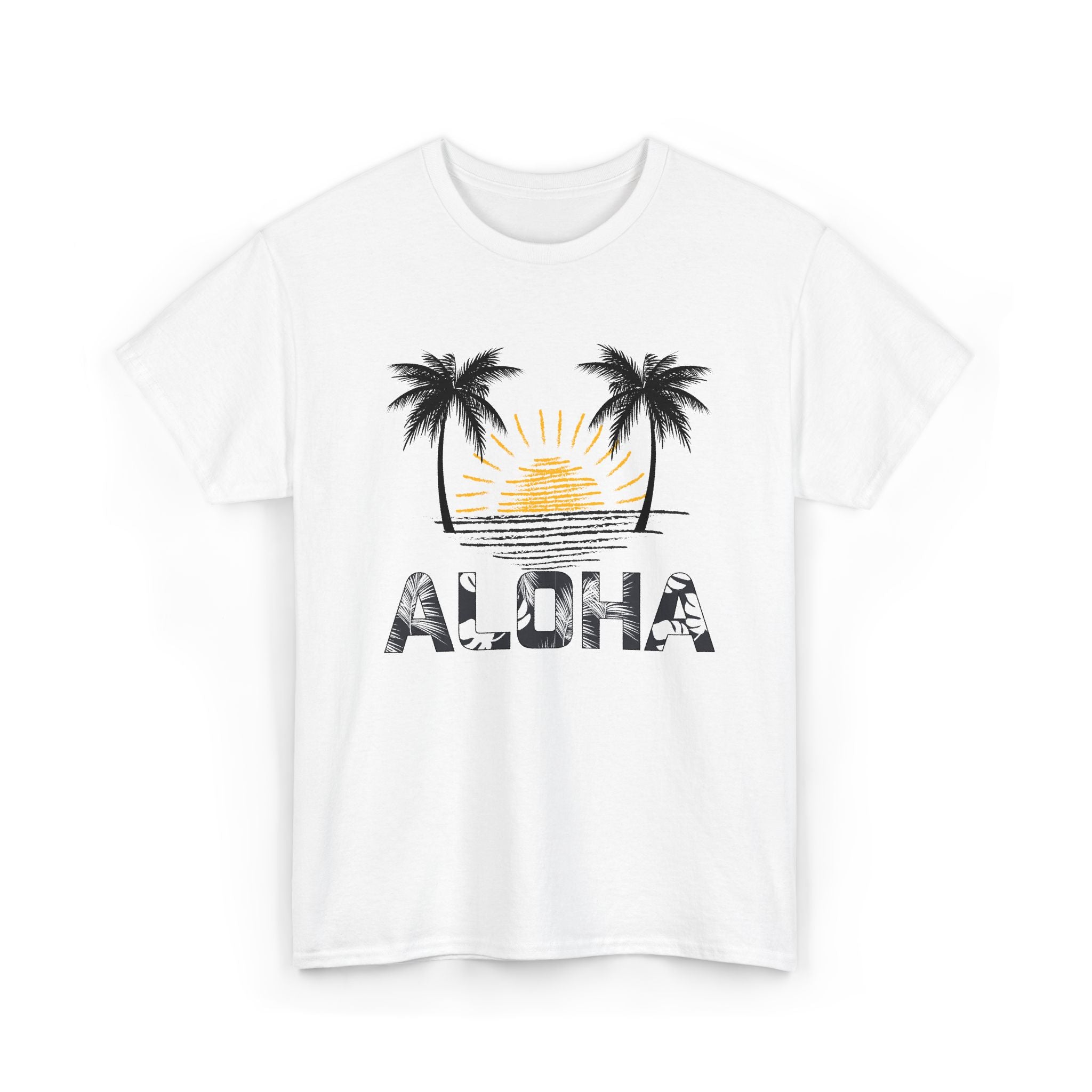 Aloha Palm Sunset T-Shirt — Hawaiian Beach Vibes Tee – Bamerix