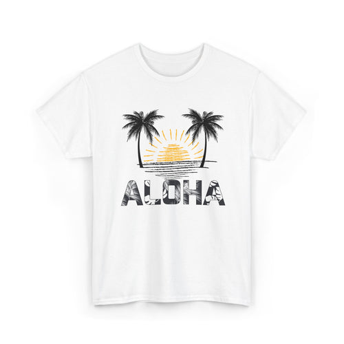 Aloha Palm Sunset T-Shirt — Hawaiian Beach Vibes Tee – Bamerix