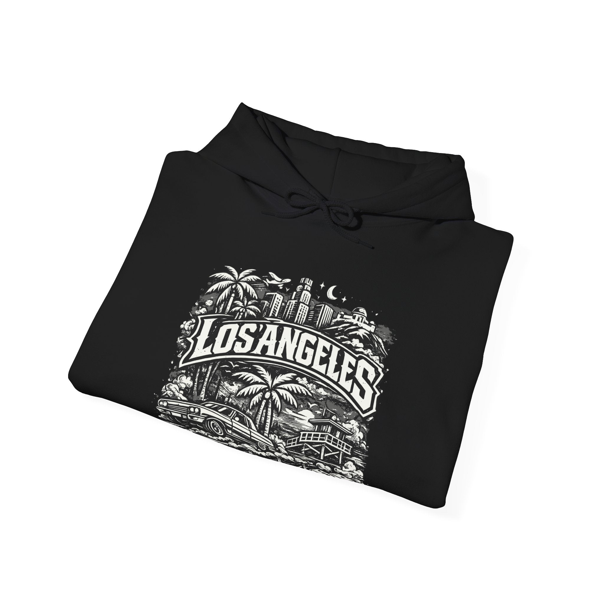 Los Angeles Vintage Skyline Hoodie — Retro Palm Tree Cityscape Sweatshirt – Bamerix