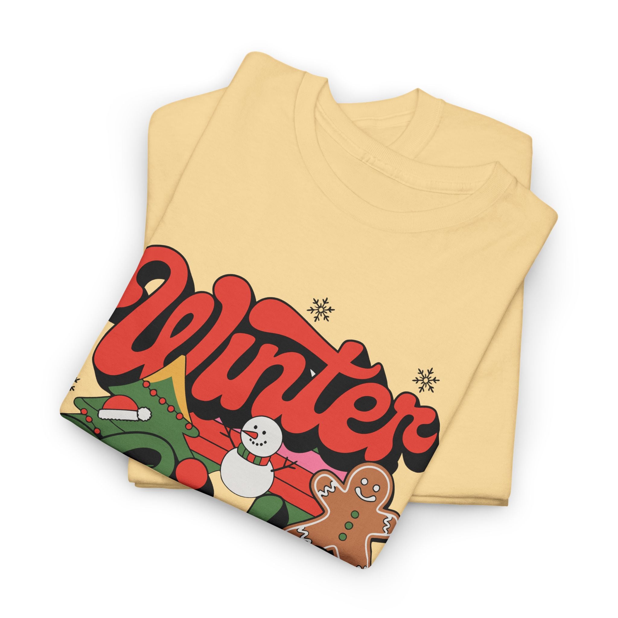 Festive Winter Vibes T-Shirt, Holiday Snowflake Tee, Christmas Winter Shirt – Bamerix