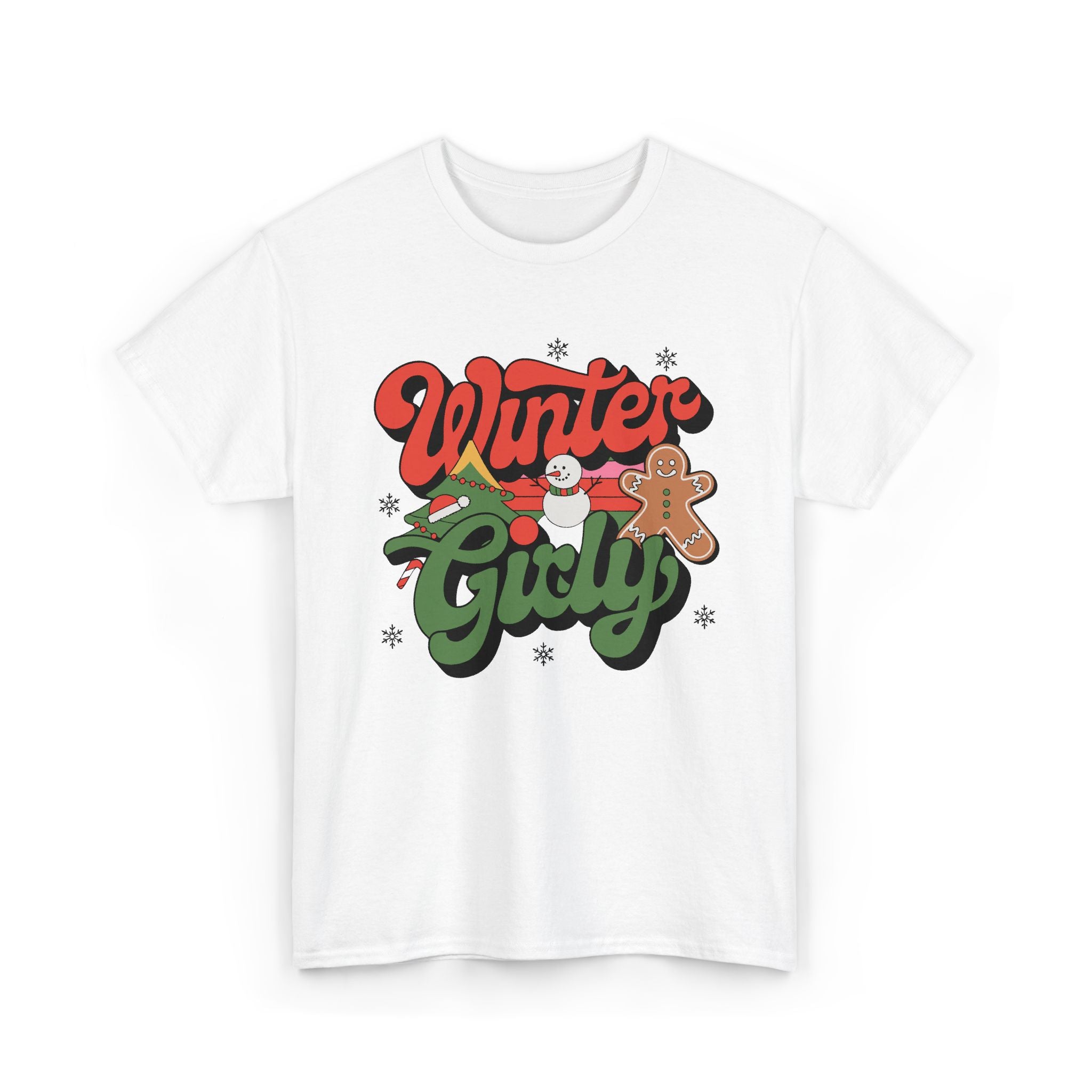 Festive Winter Vibes T-Shirt, Holiday Snowflake Tee, Christmas Winter Shirt – Bamerix