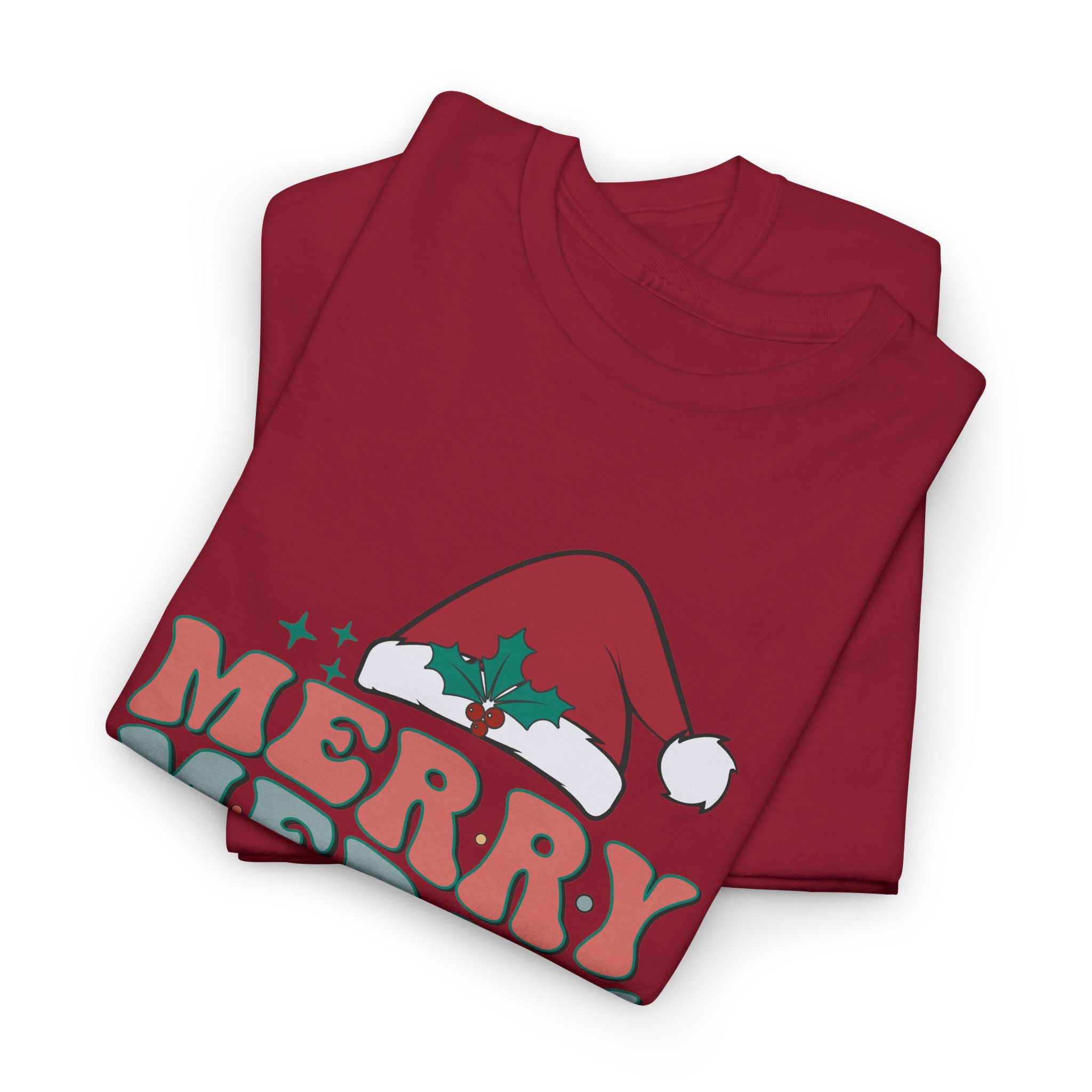 Merry Christmas Unisex Heavy Cotton Tee, Holiday Graphic Tshirt – Bamerix