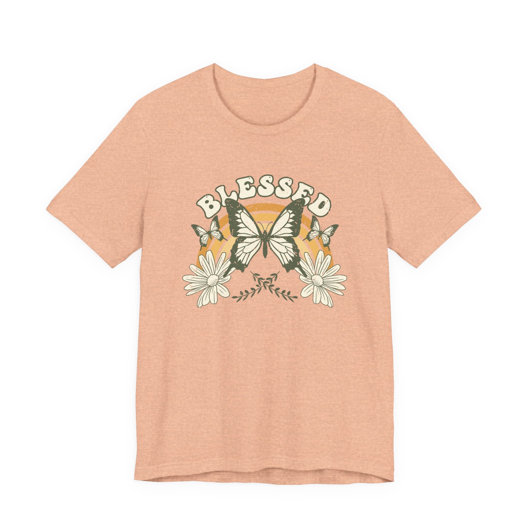 Blessed Tee – Butterfly & Floral Design – Bamerix