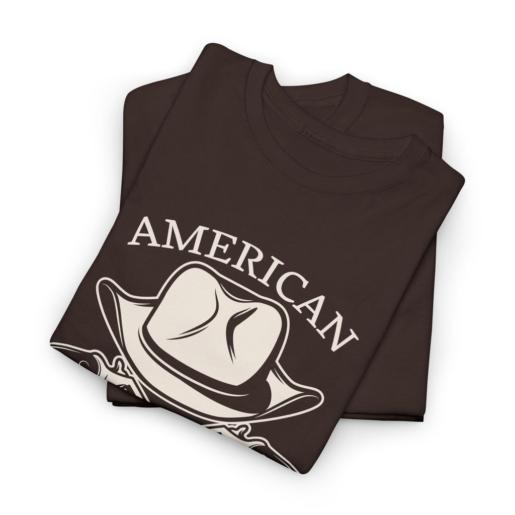American Cowboy T-Shirt – Vintage Western Hat & Crossed Pistols Graphic– Bamerix