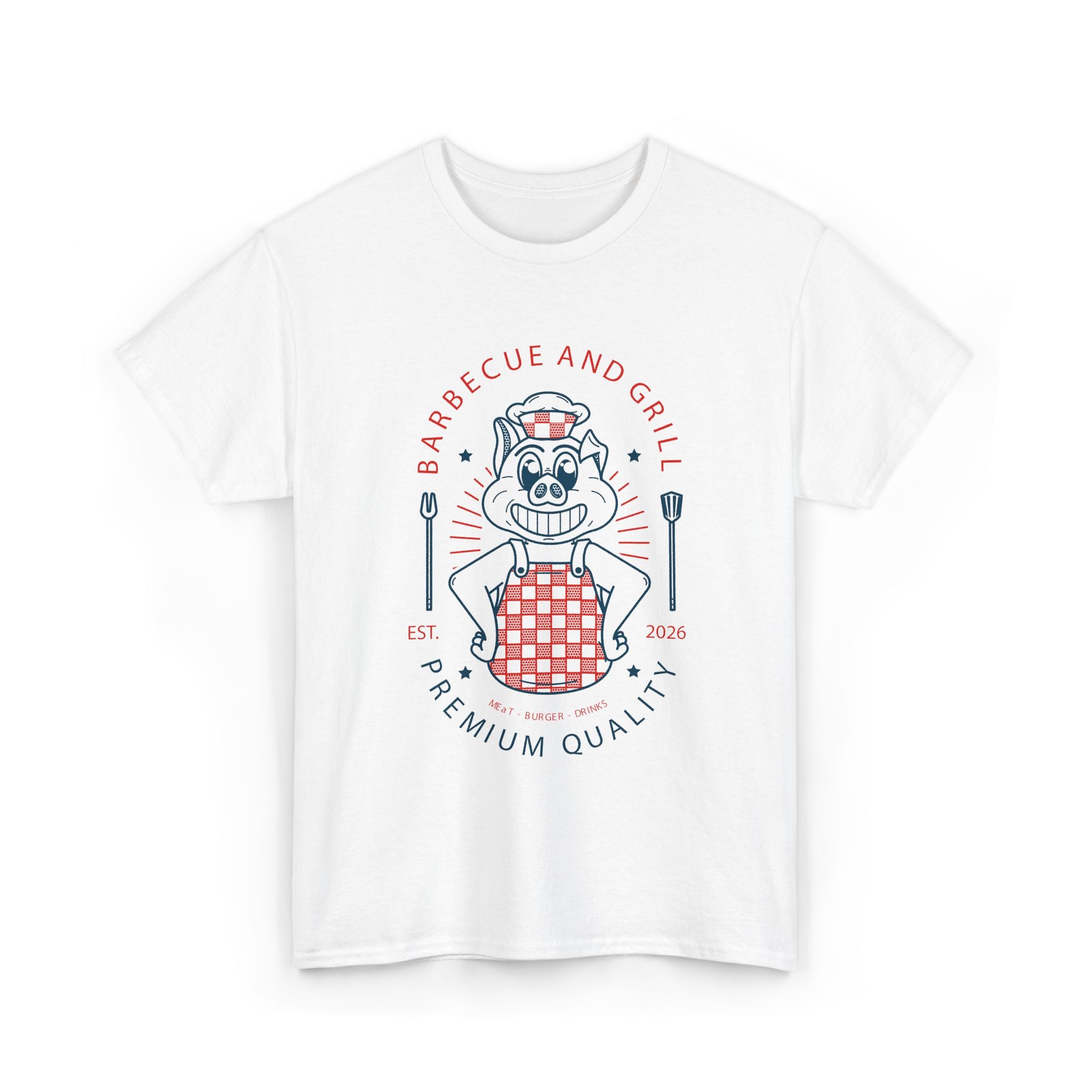 Grill Pig BBQ T-Shirt — Barbecue and Grill Retro Pig Chef Tee