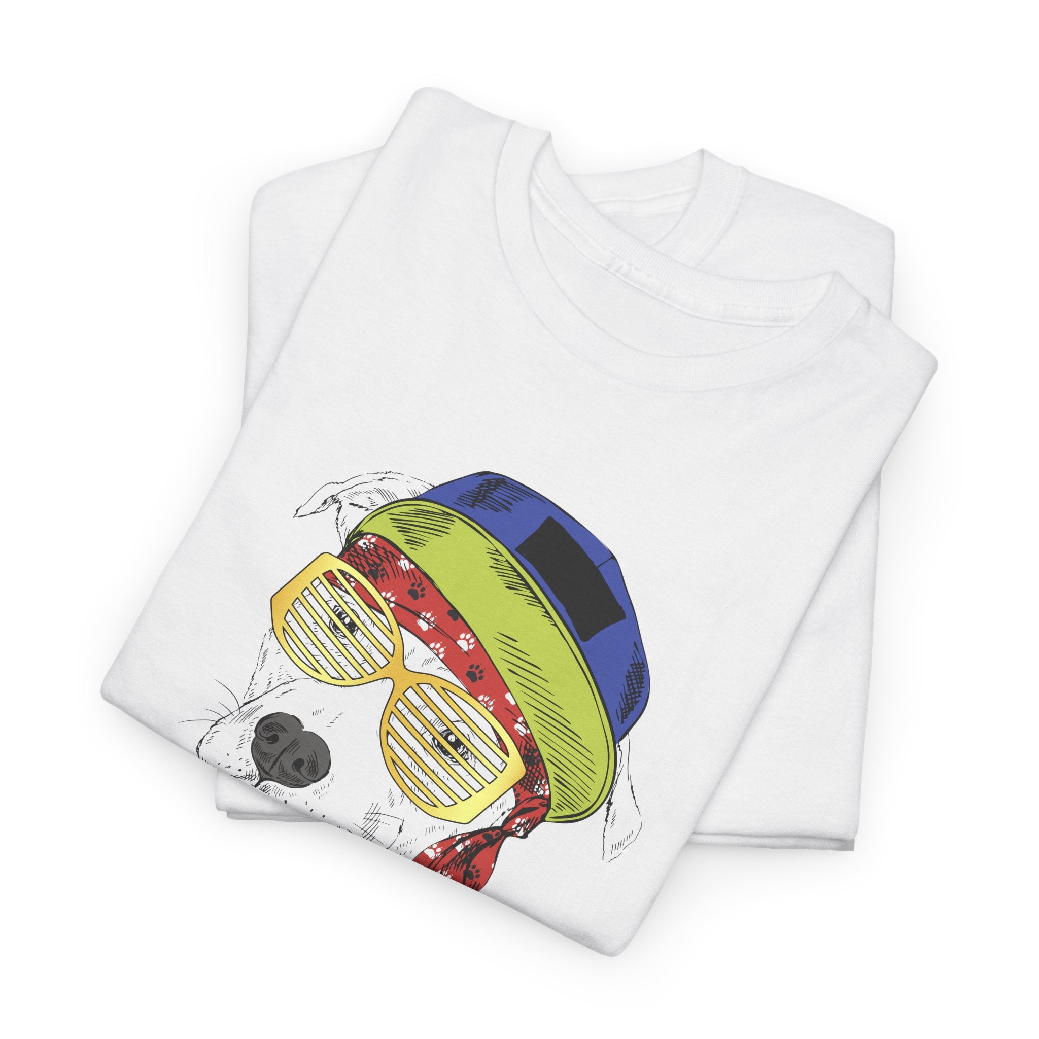 Hip Hop Dog Graphic Tee — Retro Streetwear Shirt with Sunglasses & Chain – Bamerix