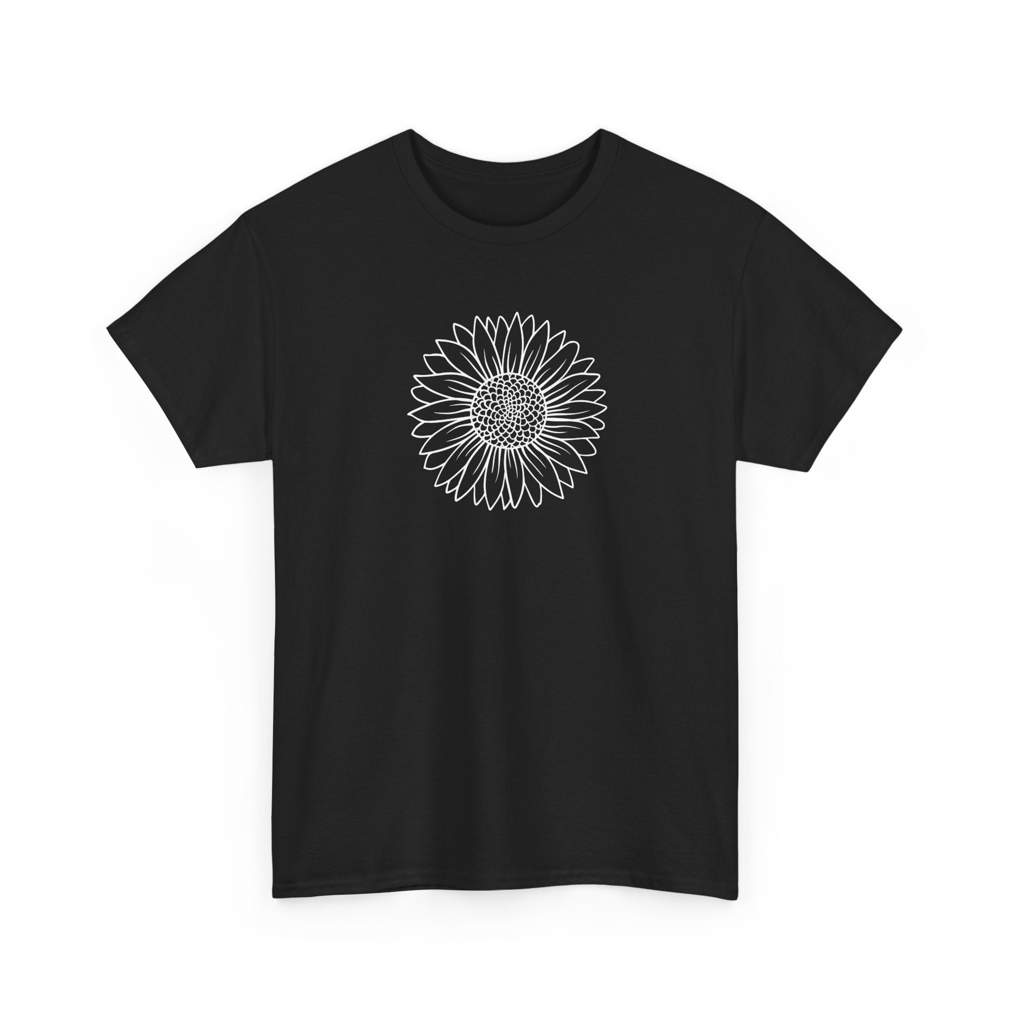 Unisex Sunflower Line Art T-Shirt – Bamerix