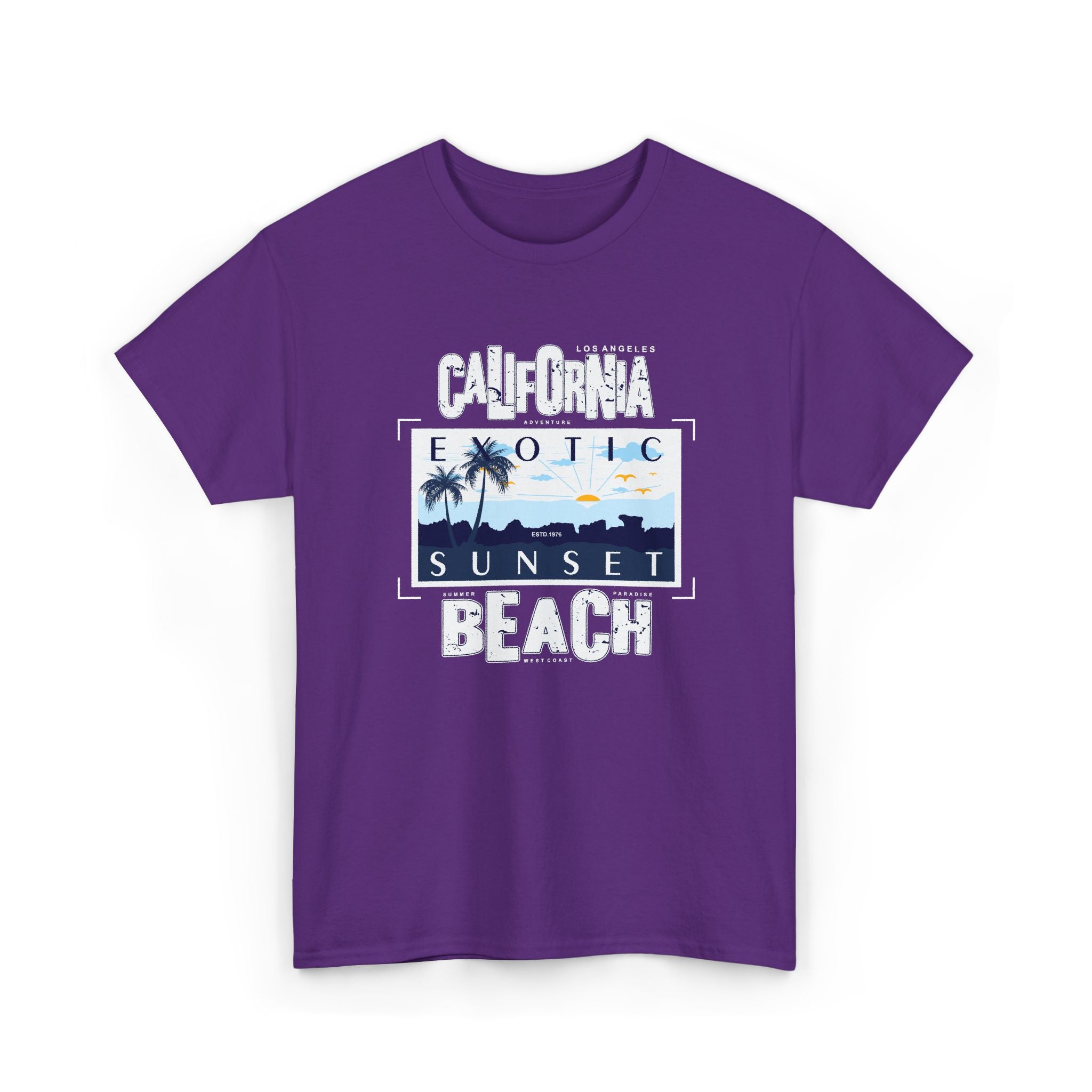 California Sunset Beach T-Shirt — Exotic Sunset Palm Graphic Tee – Bamerix