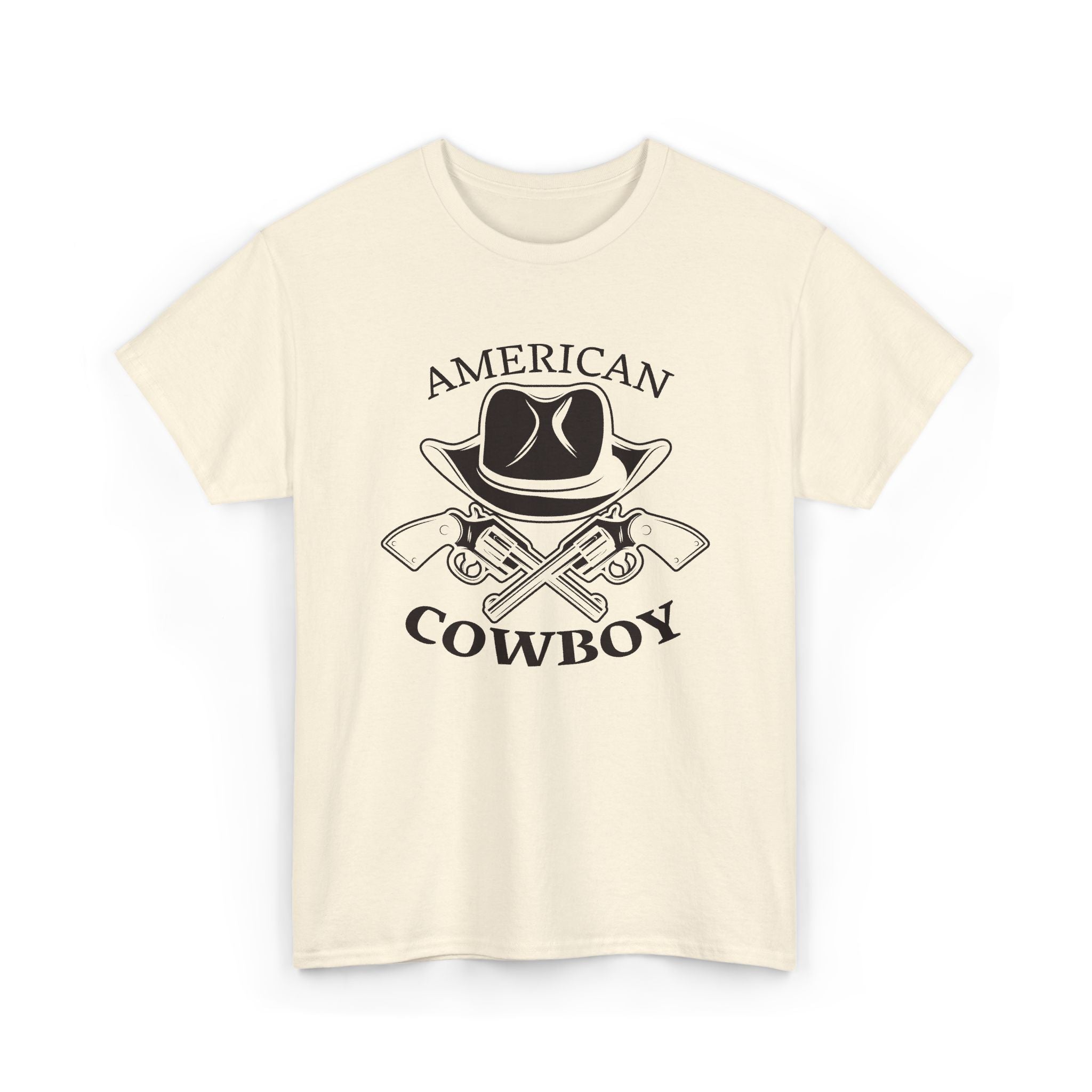 American Cowboy T-Shirt – Vintage Western Hat & Crossed Pistols Graphic– Bamerix