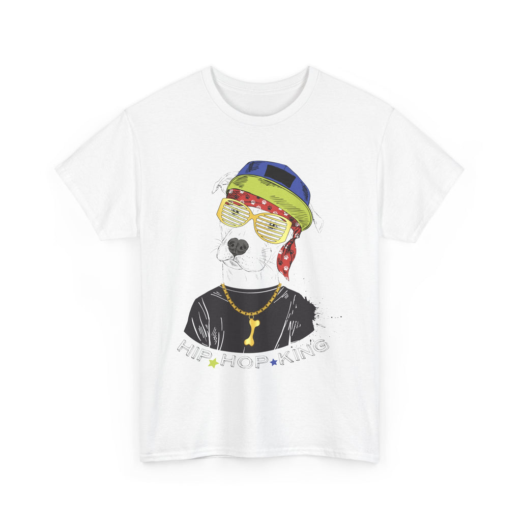 Hip Hop Dog Graphic Tee — Retro Streetwear Shirt with Sunglasses & Chain – Bamerix