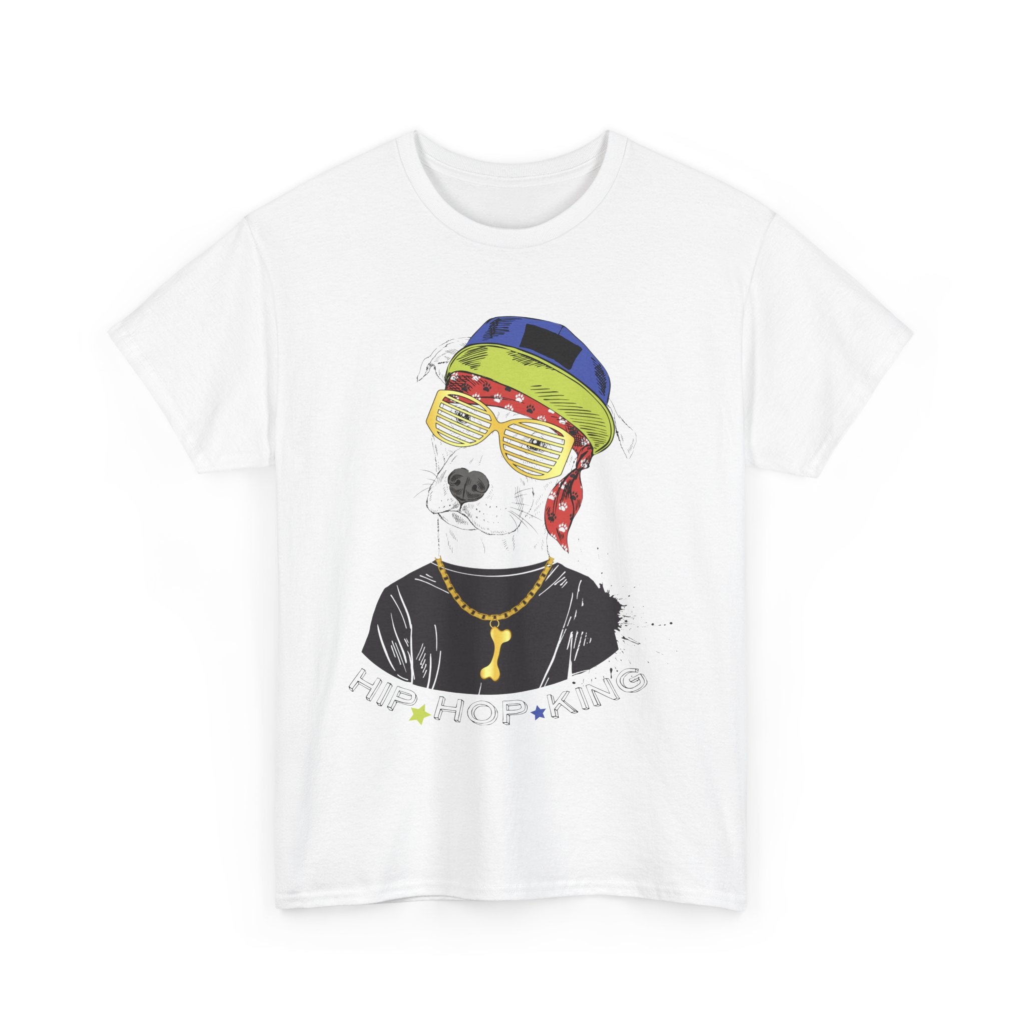 Hip Hop Dog Graphic Tee — Retro Streetwear Shirt with Sunglasses & Chain – Bamerix