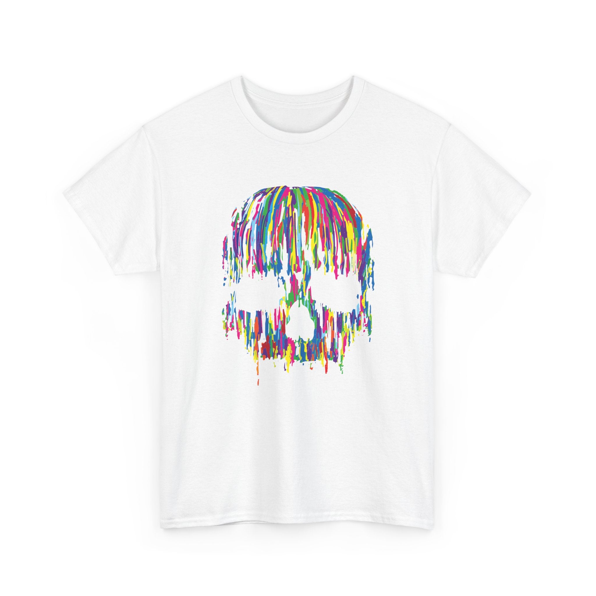Color Drip Skull T-Shirt — Vibrant Paint-Drip Skull Graphic Tee – Bamerix
