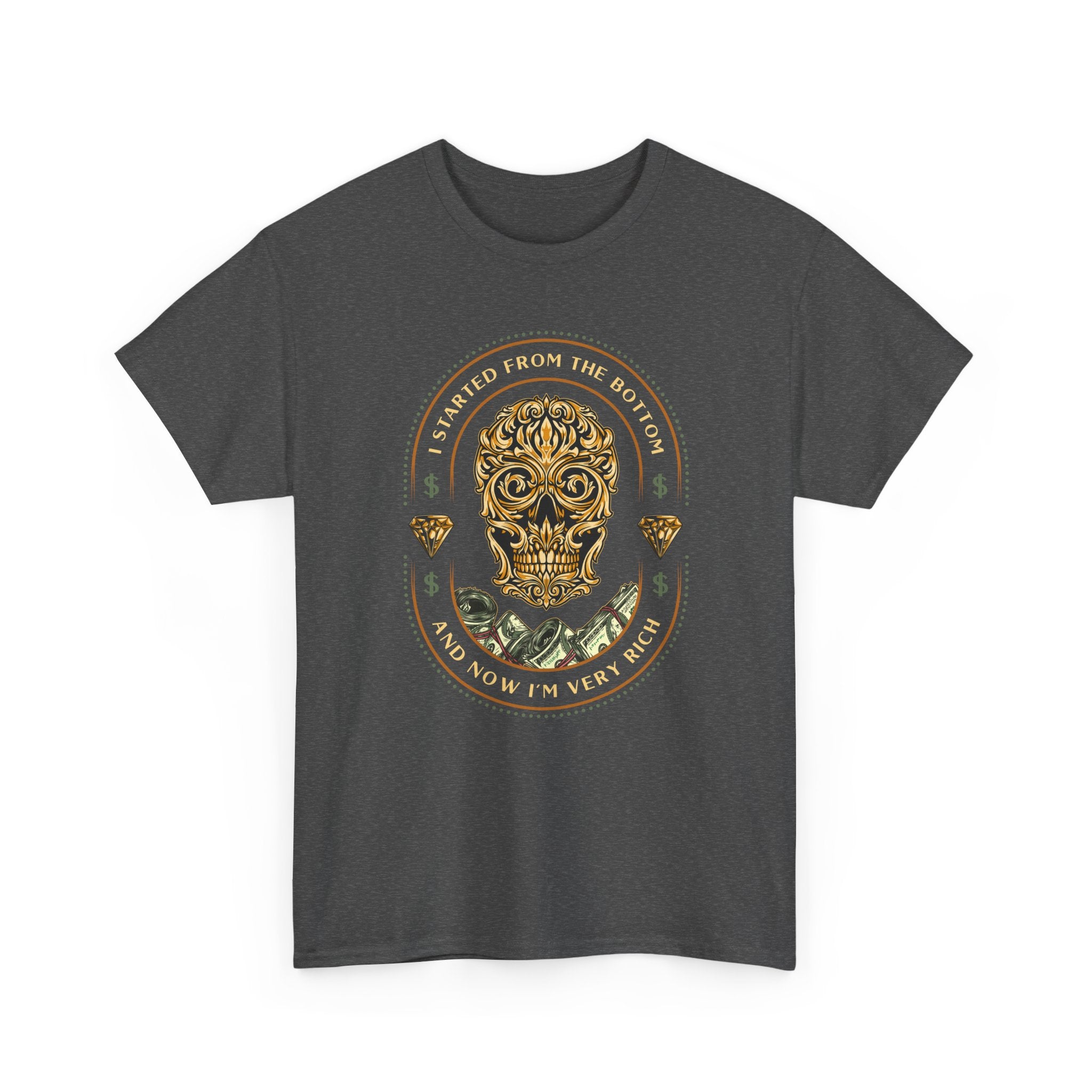 Skull Crest Tee — Started From The Bottom And Now I'm Very Rich Vintage Gothic T-Shirt – Bamerix