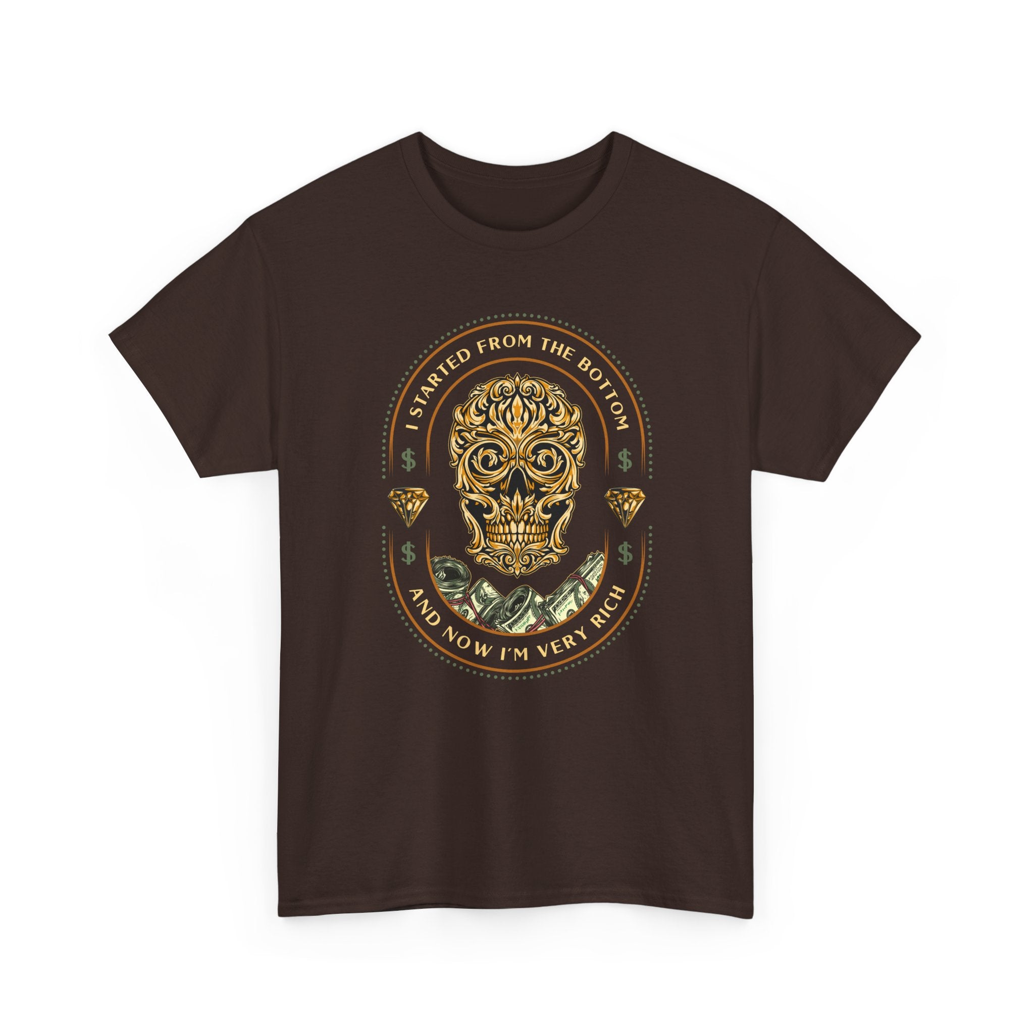 Skull Crest Tee — Started From The Bottom And Now I'm Very Rich Vintage Gothic T-Shirt – Bamerix